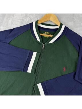Polo Ralph Lauren Big Size Track Jacket 3XB Green Navy Full Zip Pony Logo Preppy